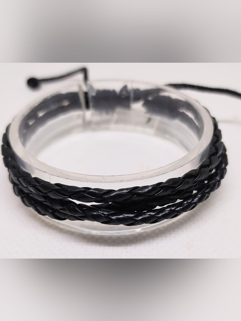 Men's Bracelet Leather Braided Layered Black Jewelry New G18